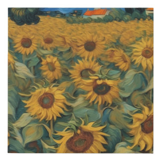 sunflowers field Lienzo de imitación sin bordes Faux Canvas Print