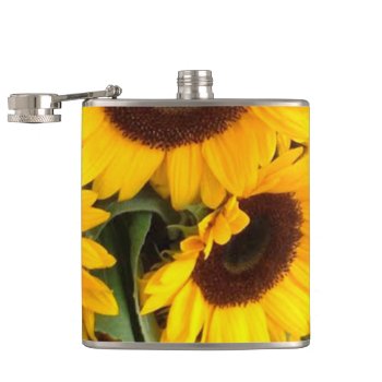 Sunflowers  Flask by MarblesPictures at Zazzle