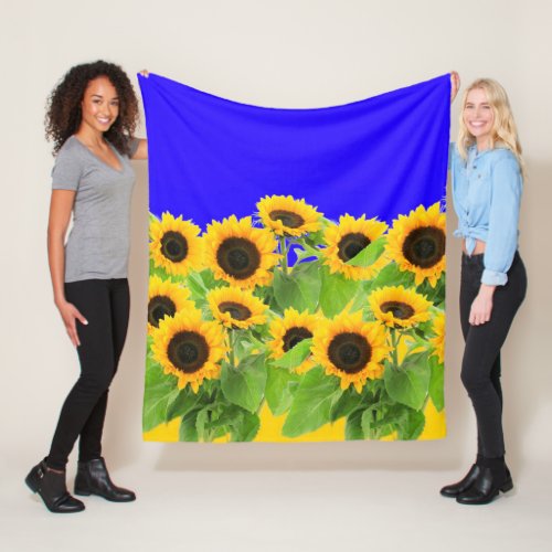 Sunflowers Fleece Blanket Ukraine Flag Colors