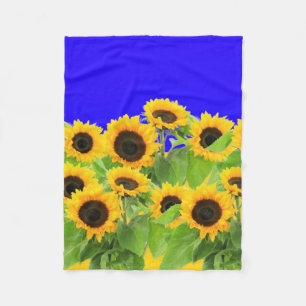 Sunflowers Fleece Blanket Ukrainian Flag Colors