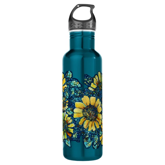 Sunflowers, Floral Art (24 oz) Stainless Steel Water Bottle (Front)