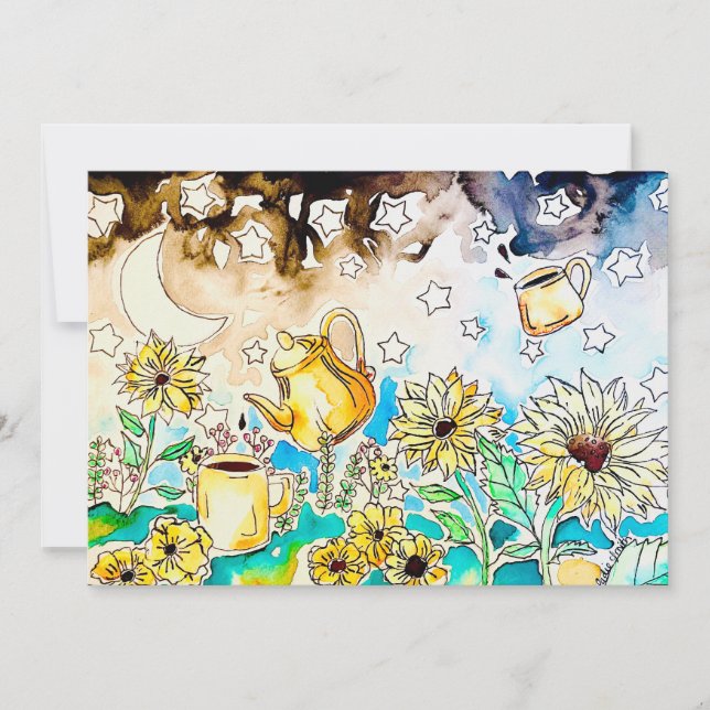 sunflowers floral art holiday card (Front)
