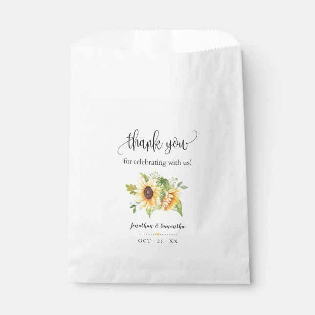 Sunflowers floral boho chic party wedding favor bag (Front)