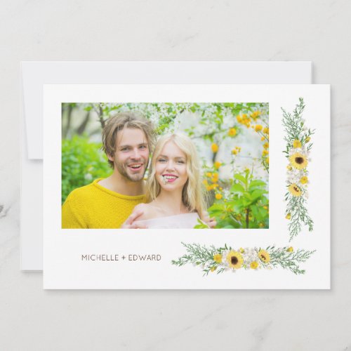 Sunflowers Floral Botanical Colorful Garland Photo Invitation