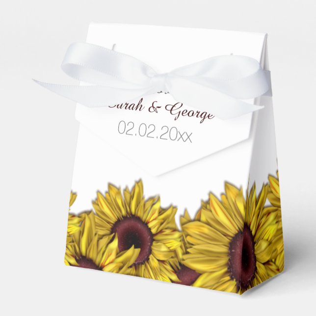 sunflowers floral personalized wedding favor boxes (Front Side)