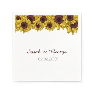 sunflowers floral personalized wedding napkins