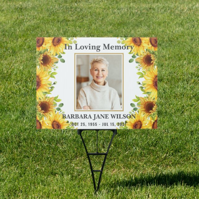 Sunflowers Floral Photo Funeral Memorial Garden  Sign (Insitu)