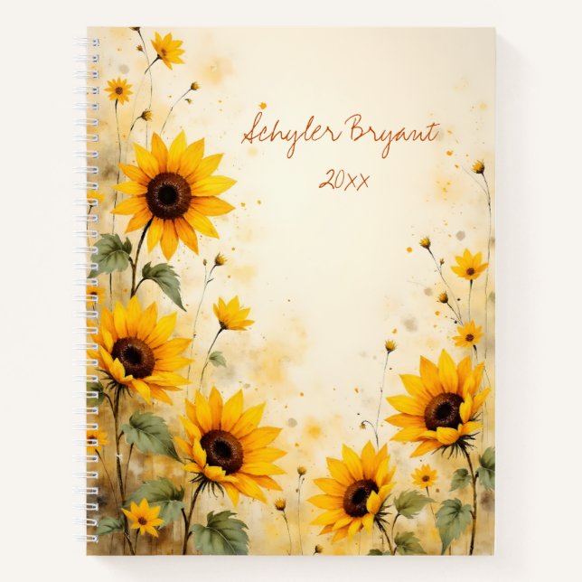  Sunflowers Floral Spiral-bound Botanical Journal (Front)