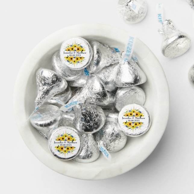 Sunflowers Floral Watercolor Rustic Wedding Hershey®'s Kisses® (Assorted)