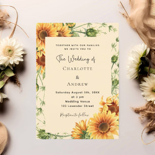 Sunflowers florals wedding  invitation