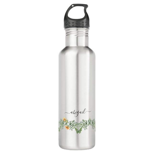  Sunflowers & Foliage Custom Stainless Steel Water Bottle (Front)