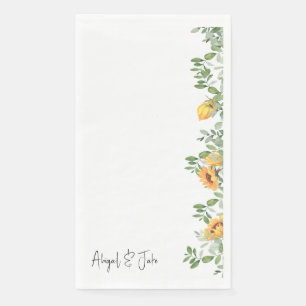  Sunflowers & Foliage Personalized Wedding  Paper Guest Towels