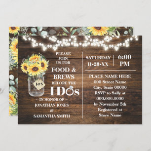 Sunflowers Food & Brews Before I do Couples Shower Invitation