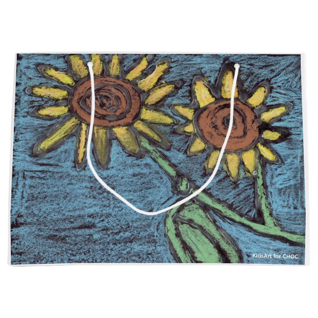 Sunflowers Forever - Kids Art for CHOC  Large Gift Bag (Front)