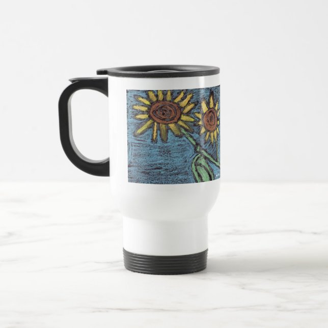 Sunflowers Forever - Kids Art for CHOC  Travel Mug (Left)