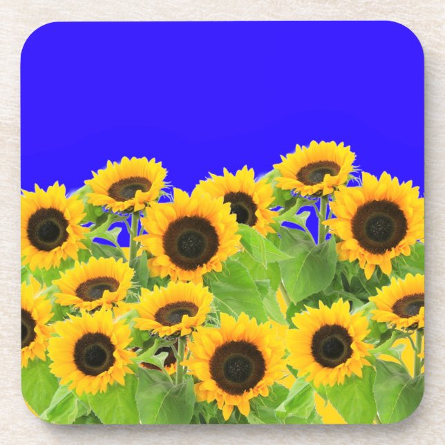 Sunflowers - Freedom Ukraine Peace Ukrainian Flag  Beverage Coaster (Front)