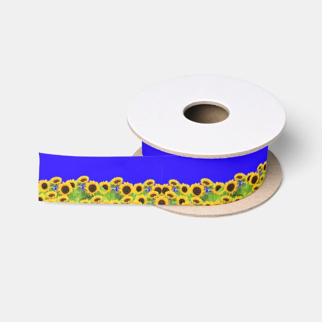 Sunflowers - Freedom Ukraine Peace Ukrainian Flag  Satin Ribbon (Spool)