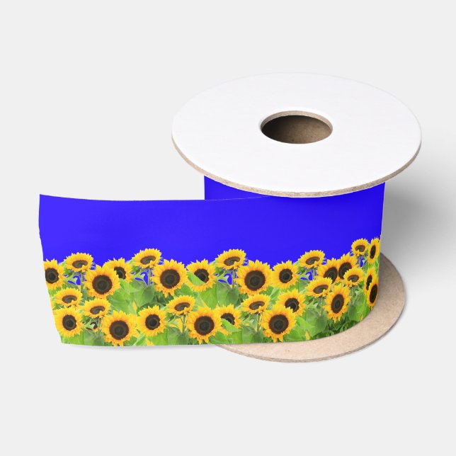 Sunflowers - Freedom Ukraine Peace Ukrainian Flag  Satin Ribbon (Spool)