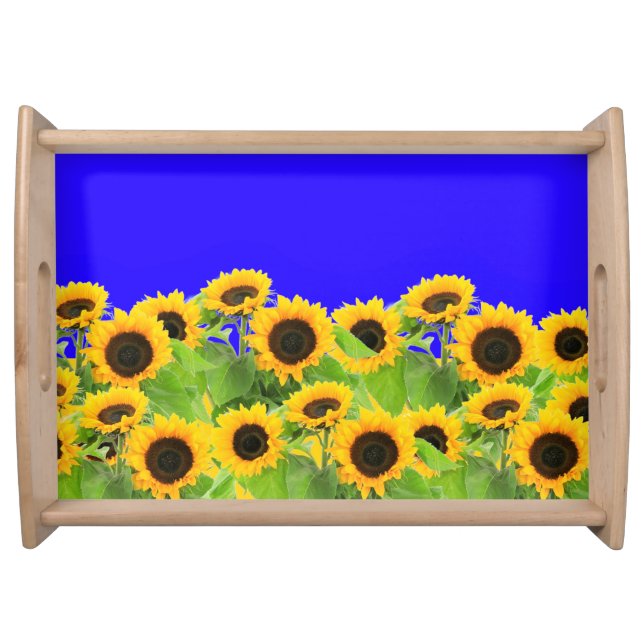 Sunflowers - Freedom Ukraine Peace Ukrainian Flag  Serving Tray (Front)