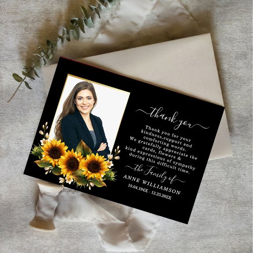 Sunflowers Funeral Thank You Card