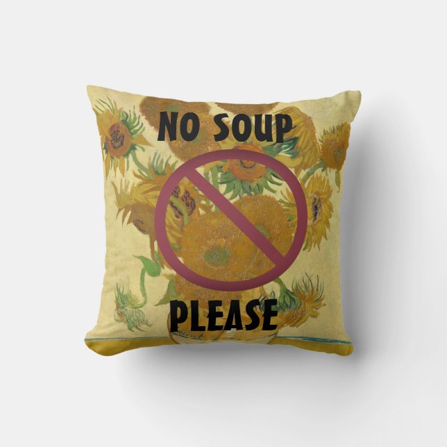SUNFLOWERS FUNNY SOUP VAN GOGH THROW PILLOW (Front)
