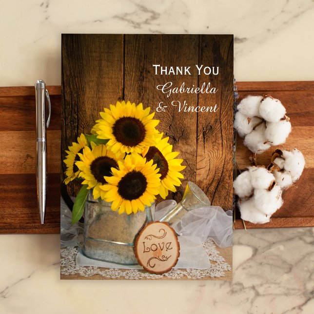 Sunflowers Garden Watering Can Wedding Thank You (Creator Uploaded)