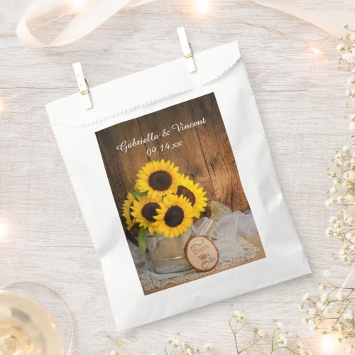 Sunflowers Garden Watering Can Wedding Thank You Favor Bag