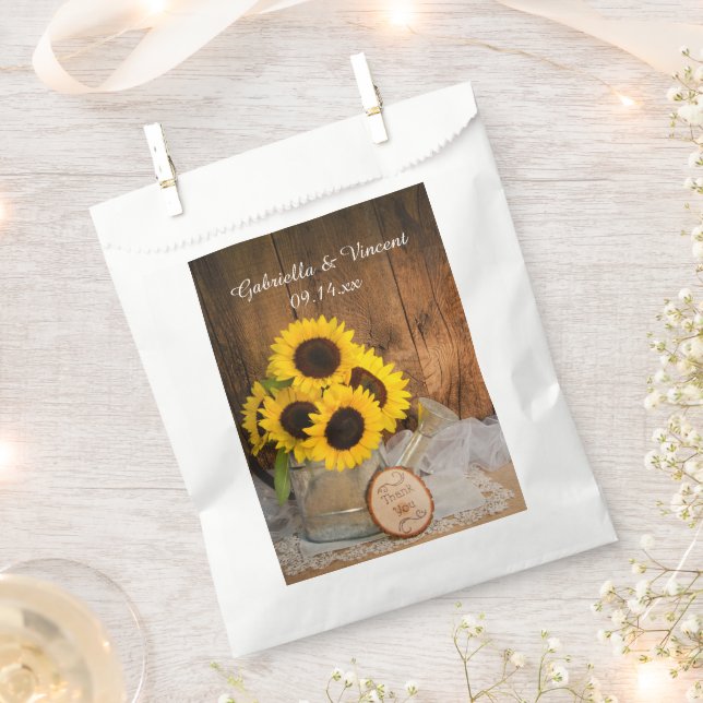 Sunflowers Garden Watering Can Wedding Thank You Favor Bag (Clipped)