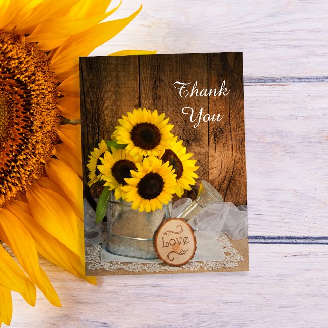 Sunflowers Garden Watering Can Wedding Thank You Postcard (Creator Uploaded)