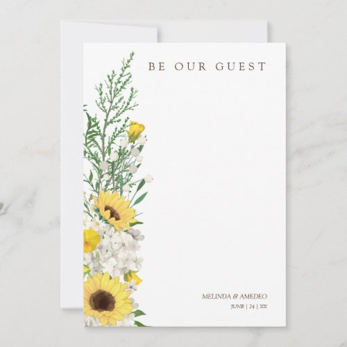 Sunflowers Garland Bouquet Be our Guest Quote  Invitation