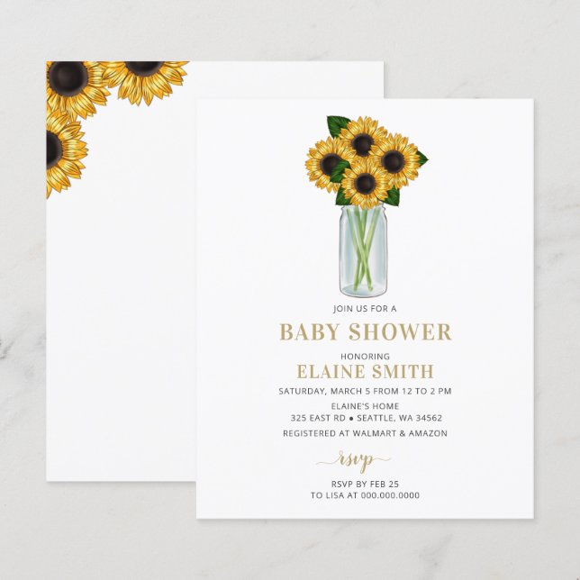 Sunflowers Gender Neutral Baby Shower Invitation (Front/Back)
