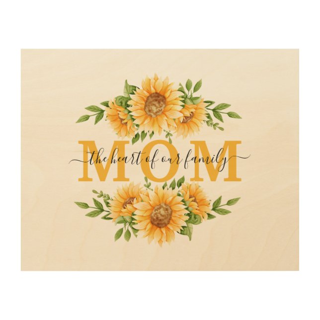 Sunflowers Gift For Mom Mother's Day Birthday  Wood Wall Art (Front)