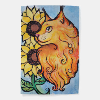 Sunflowers Ginger Maine Coon Cat                   Garden Flag