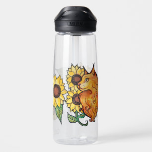 Sunflowers Ginger Maine Coon Cat Water Bottle