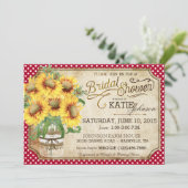 Sunflowers Gingham Country Picnic Bridal Shower Invitation (Standing Front)