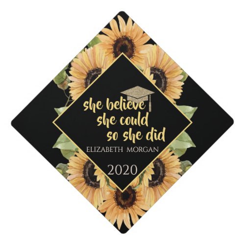 Sunflowers Glitter Graduate Cap Sunflowers Glitter Graduate Cap