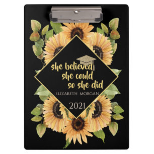 Sunflowers Glitter Graduate Cap   Clipboard