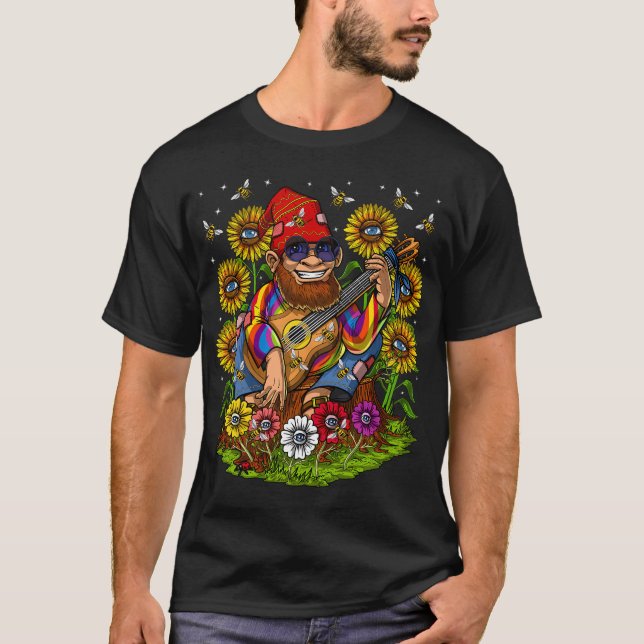 Sunflowers Gnome Hippie T-Shirt (Front)