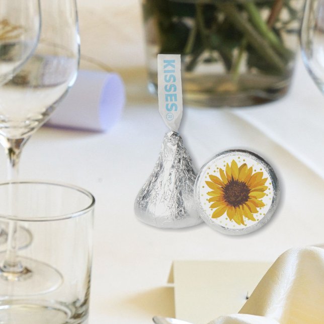 Sunflowers Gold Dots Wedding Birthday Shower Party Hershey®'s Kisses® (Creator Uploaded)