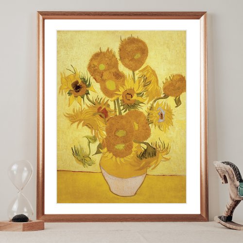 Sunflowers Golden Background Vincent van Gogh Poster