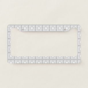 Sunflowers Gray White Tile Pattern License Plate Frame