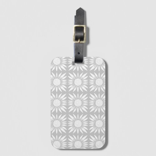 Sunflowers Gray White Tile Pattern Luggage Tag