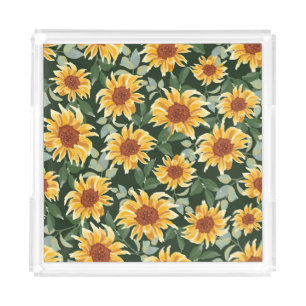 Sunflowers Green decor: Seasonal Pattern Acrylic Tray