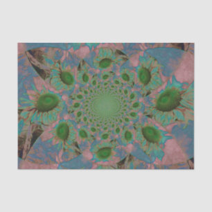 Sunflowers Green Pink Blue Abstract Art Decoupage Tissue Paper