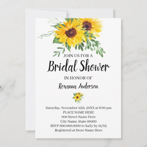 Sunflowers Greenery Bridal Shower Country Chic Invitation