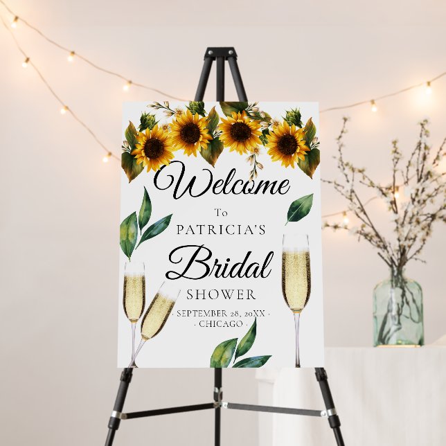 Sunflowers Greenery Bridal Shower Welcome Sign  (In Situ (Stand))