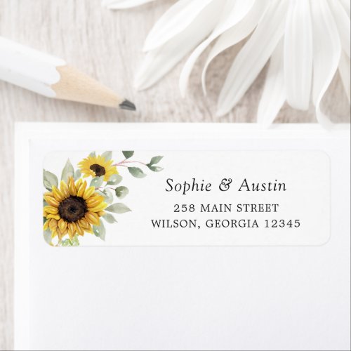 Sunflowers Greenery Elegant Return Address Label