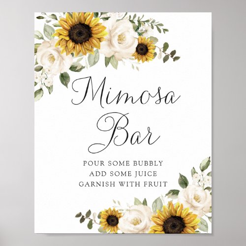 Sunflowers Greenery Floral Wedding Mimosa Bar Sign