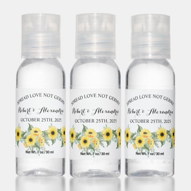 Sunflowers Greenery Spread Love Not Germs Hand Sanitizer (Set)
