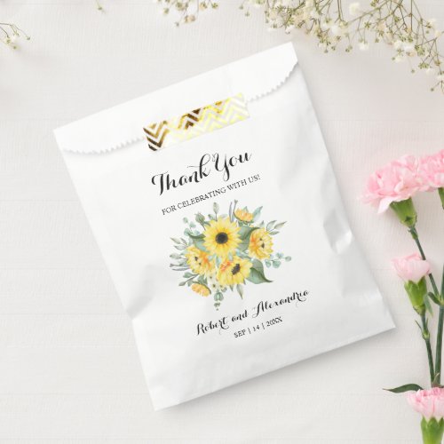 Sunflowers Greenery Thank You for Coming Wedding Favor Bag